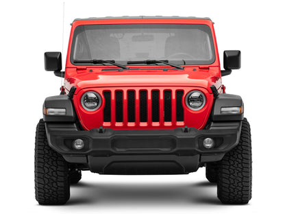 Raxiom 18-22 Jeep Wrangler JL/JT Axial 9-Inch LED Headlights w/RGB Halo- Black Housing (Clear Lens)