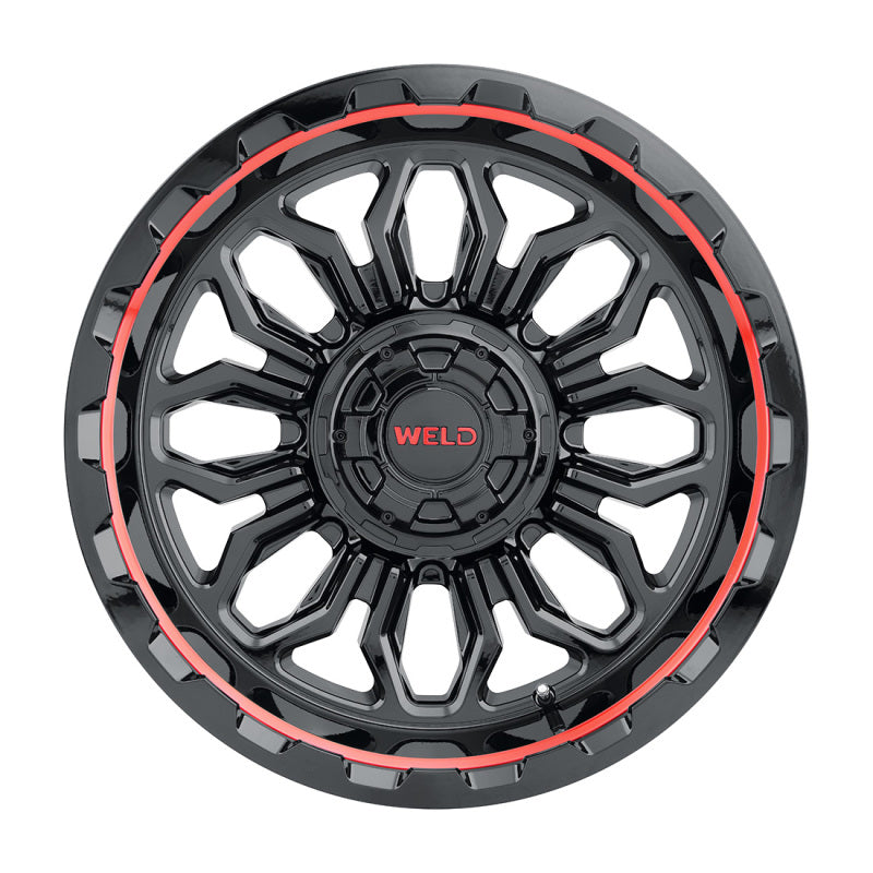 Weld Off-Road W140 20X10 Flare 6X135 6X139.7 ET-18 BS4.75 Gloss Black MIL Red 106.1