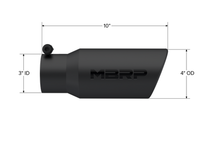 MBRP Universal Tip 4in OD 3in Inlet 10in Length Angled Rolled End Black