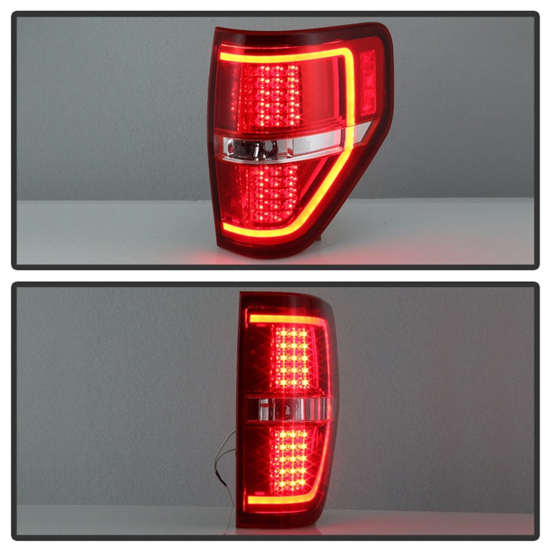 xTune 09-14 Ford F-150 Light Bar LED Tail Lights - Red Clear (ALT-JH-FF15009-LBLED-RC)