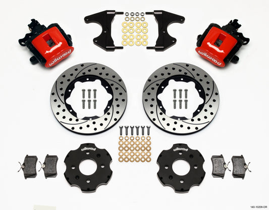 Wilwood - Combination Parking Brake Rear Kit 11.00in Drilled Red Civic / Integra Drum 2.46 Hub Offset