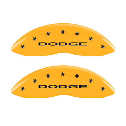 MGP 4 Caliper Covers Engraved Front & Rear With out stripes/Dodge Yellow finish black ch