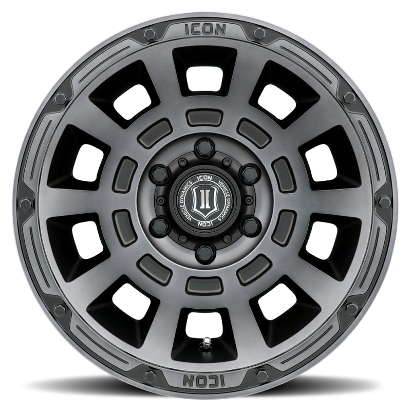 ICON Thrust 17x8.5 5x5 -6mm Offset 4.5in BS Smoked Satin Black Tint Wheel