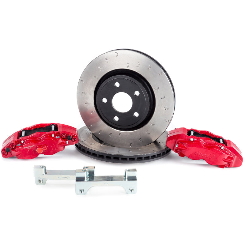 Alcon 2007+ Jeep JK w/ 5x5.5in Hub 357x32mm Rotor 4-Piston Red Calipers Front Brake Upgrade Kit