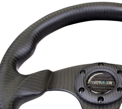 NRG Carbon Fiber Steering Wheel (320mm) Flat Bottom Matte Black Carbon