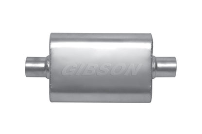 Gibson MWA Superflow Center/Center Oval Muffler - 4x9x14in/2.5in Inlet/2.5in Outlet - Stainless