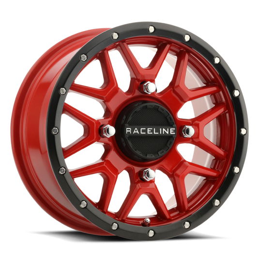 Raceline A94R Krank 14x7in / 4x137 BP / 10mm Offset / 110.18mm Bore - Red & Black Lip Wheel