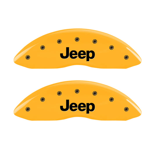 MGP 4 Caliper Covers Engraved Front & Rear Jeep Yellow Finish Black Char 2004 Jeep Grand Cherokee