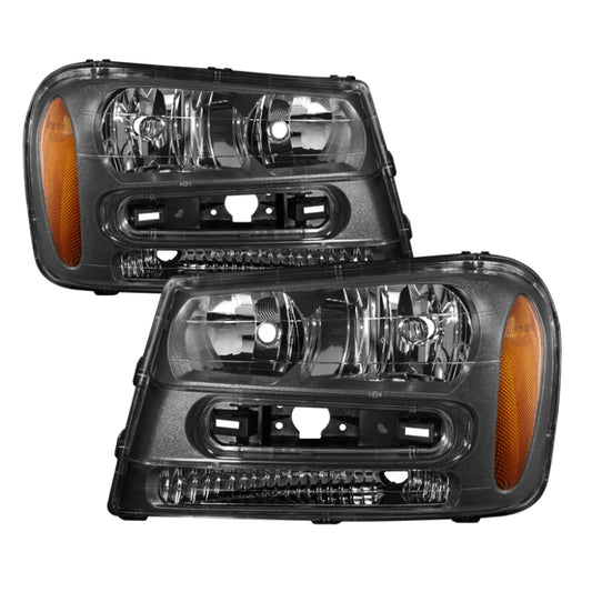 xTune Chevy Trailblazer 02-09 Crystal Headlights Black HD-JH-CTB02-AM-BK