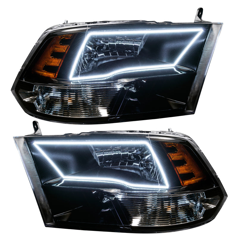 Oracle 09-17 RAM 1500 Quad Pre-Assembled Headlights Blk Housing - w/ Simple Cntrl SEE WARRANTY