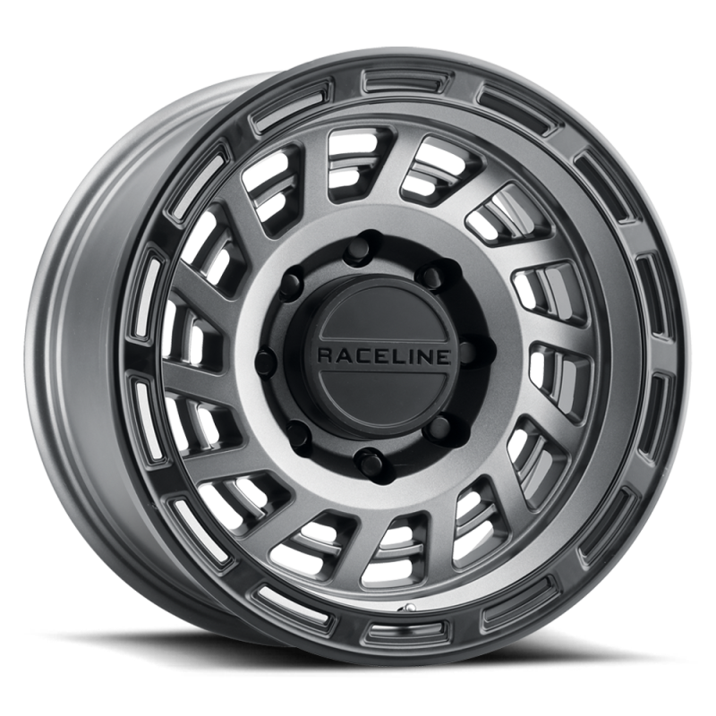 Raceline 957GB Halo 17x9in / 8x180 BP / -12mm Offset / 130.81mm Bore - Gunmetal & Black Lip Wheel