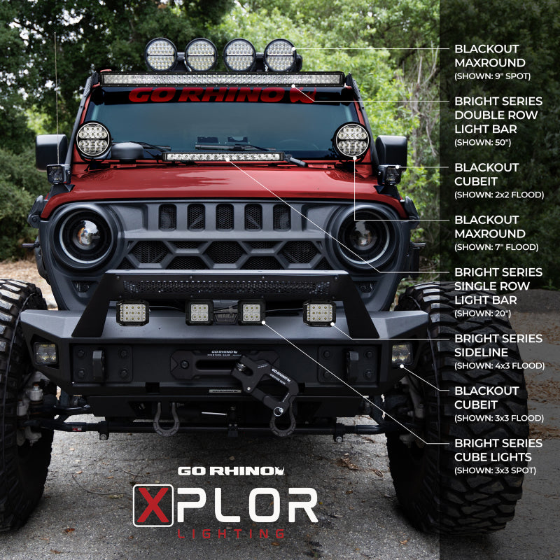 Go Rhino Xplor Bright Series Sgl Row LED Light Bar (Side/Track Mount) 20.5in. - Blk