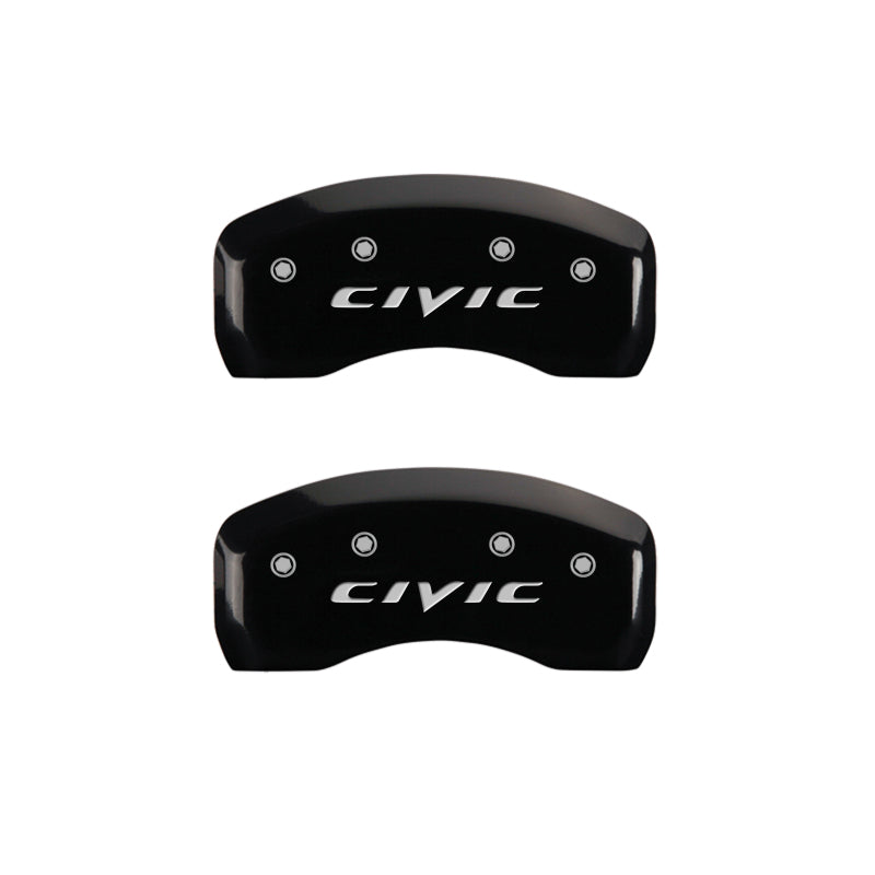 MGP 4 Caliper Covers Engraved Front & Rear MGP Yellow Finish Black Char 2017 Honda Civic