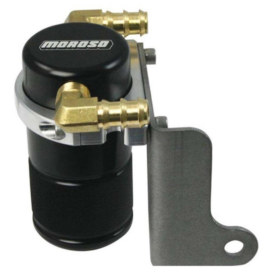 Moroso 06-Up Dodge Charger/Challenger 6.1L Air/Oil Separator Catch Can - Billet Aluminum - Black