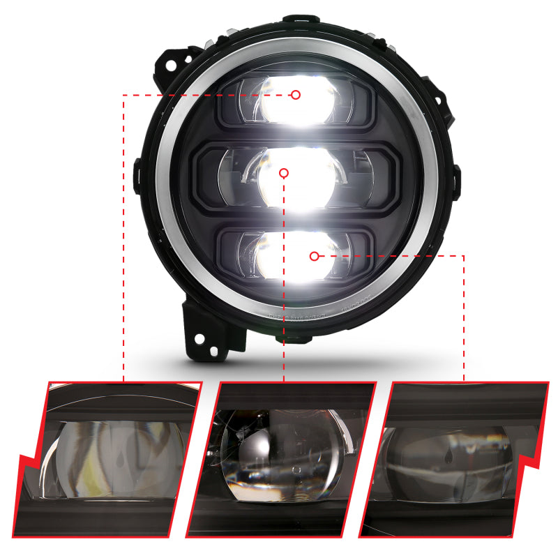 ANZO 2018-2019 Jeep Wrangler Full Led Projector Headlights Black