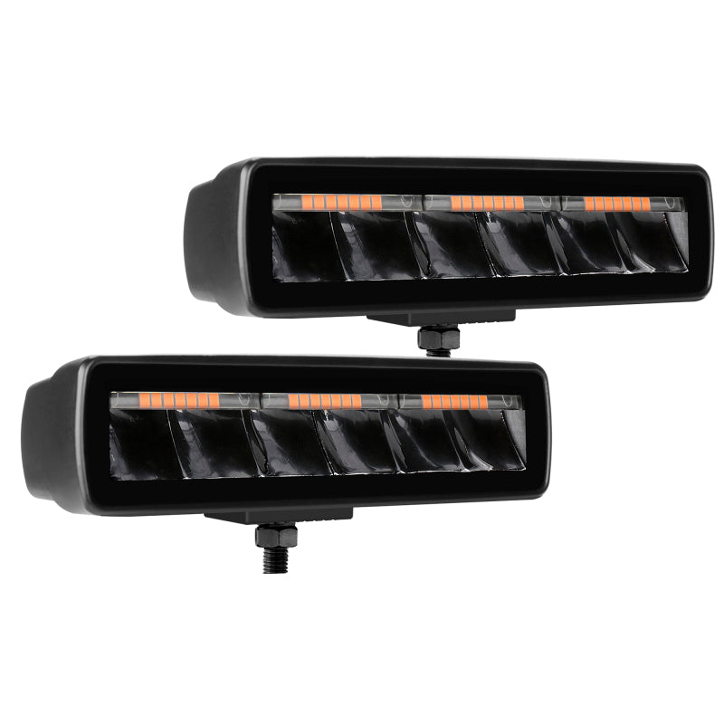 Go Rhino Xplor Blackout Combo Series Sixline LED Spot Lights w/Amber (Surface Mount) - Blk (Pair)