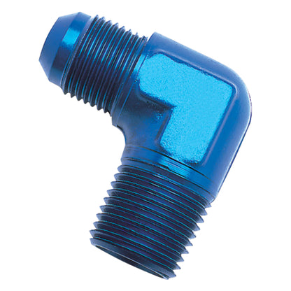 Russell Performance -12 AN to 3/4in NPT 90 Degree Flare to Pipe Adapter (Blue)