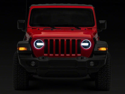 Raxiom 18-23 Jeep Wrangler JL Axial Series 9-In LED Headlights- Blk Housing (Clear Lens)