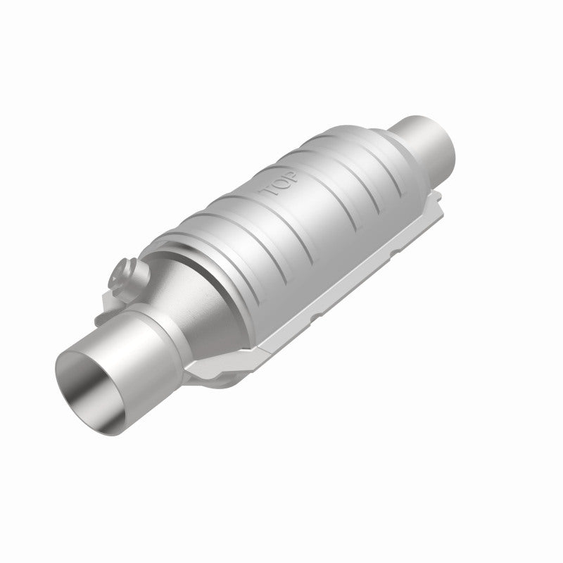 MagnaFlow Univ Cat Conv 2in Inlet/Outlet Ctr/Ctr Round 11in Body L x 5.125in W x 15in Overall L