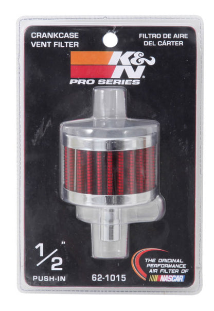 K&N Steel Base Chrome Top Crankcase Vent Filter 1/2in. Vent / 2in. OD / 1-1/2in. Height