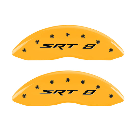 MGP 4 Caliper Covers Engraved Front & Rear SRT8 Yellow finish black ch