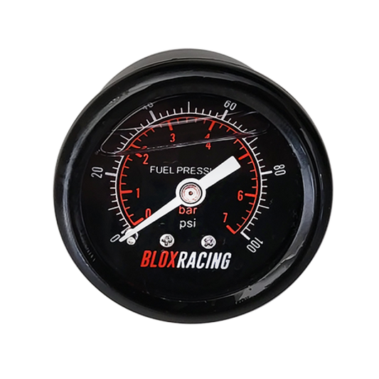 BLOX Racing Liquid-Filled Fuel Pressure Gauge 0-100psi (Black Face)