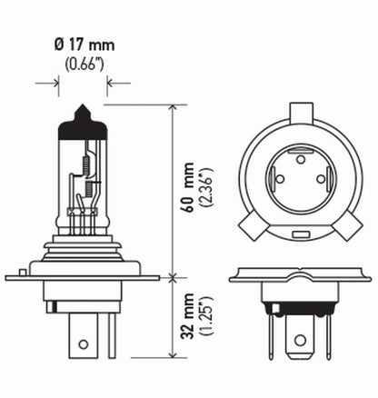 Hella Bulb H4 12V 60/55W P43T T4625 +50 (2)