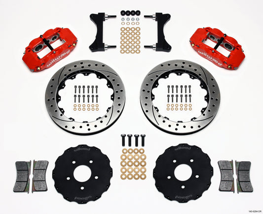 Wilwood Narrow Superlite 6R Front Hat Kit 13.06in Drilled Red Mitsubishi EVO VIII