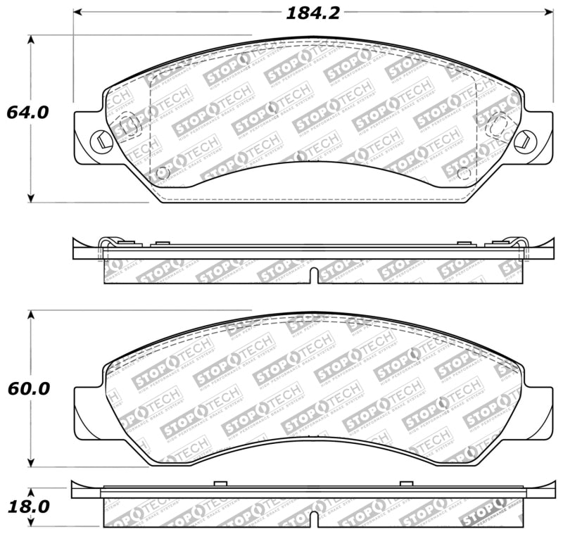 StopTech Sport Brake Pads w/Shims and Hardware - Rear