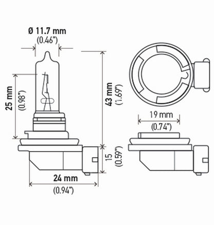 Hella H9 12V 65W PGJ19-5 HP 2.0 Halogen Bulbs