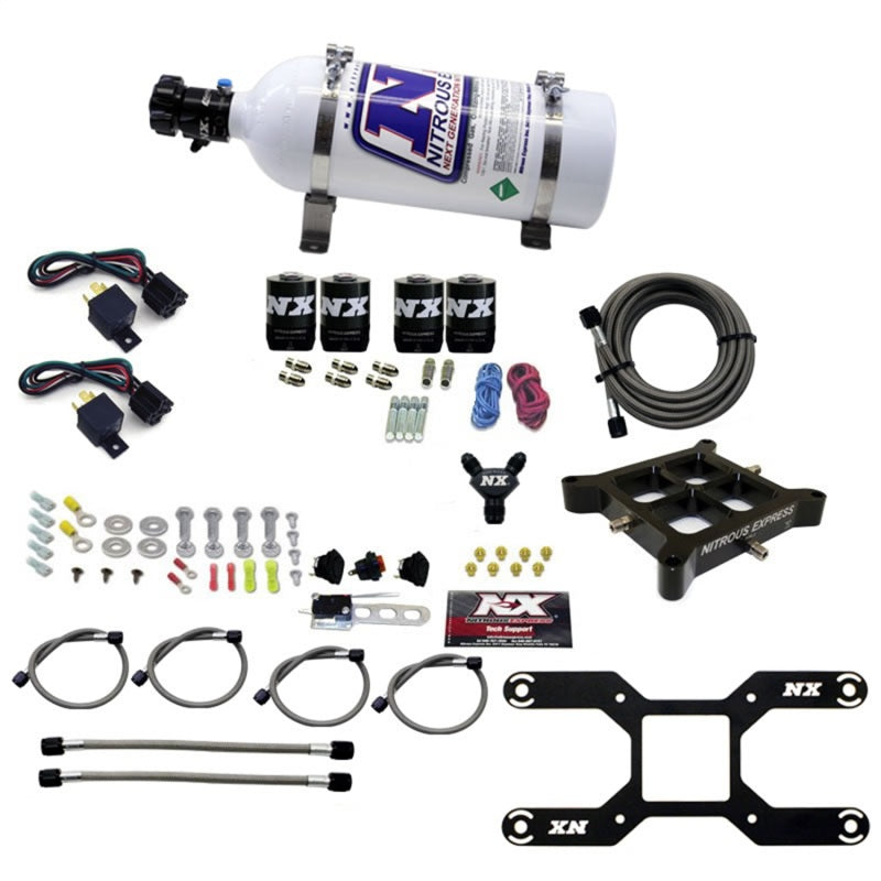 Nitrous Express 4150 Dual Stage Billet Crossbar Nitrous Kit (50-300 & 100-500HP) w/5lb Bottle