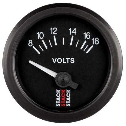 Autometer Stack Instruments 52mm 8-18V Electric Battery Voltage Gauge - Black