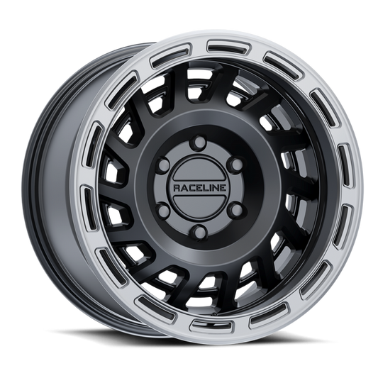 Raceline 957BS Halo 18x9in / 5x150 BP / 18mm Offset / 110.3mm Bore - Black & Silver Lip Wheel