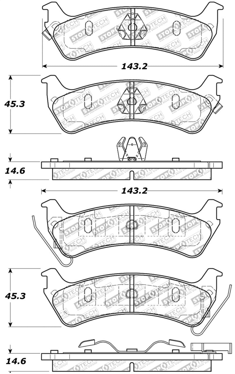 StopTech Sport Brake Pads w/Shims and Hardware - Rear