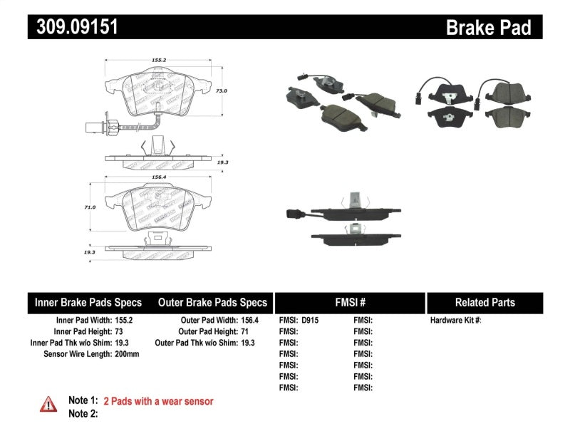 StopTech Performance 1/05-09 Audi A4/A4 Quattro Front Brake Pads