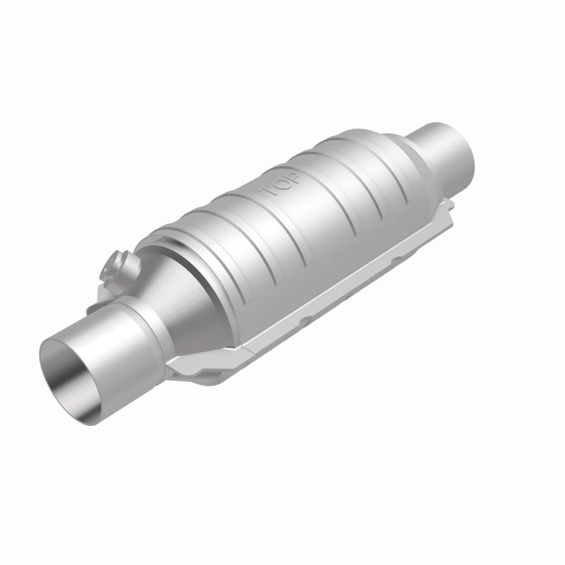 MagnaFlow Univ Cat Conv 2in Inlet/Outlet Ctr/Ctr Round 11in Body L x 5.125in W x 15in Overall L