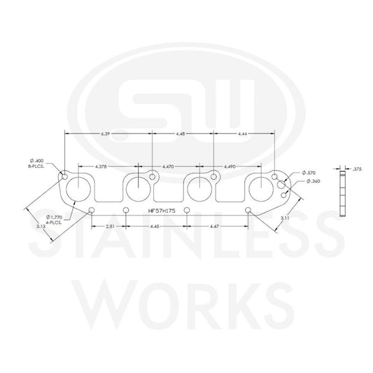 Stainless Works Hemi 5.7L Round Port Header 304SS Exhaust Flanges 1-3/4in Primaries