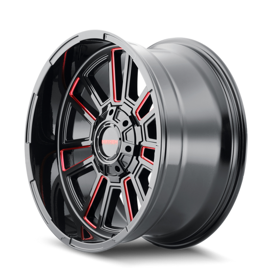 Mayhem 8115 Apollo 20x10 / 8x170 BP / -19mm Offset / 125.2mm Hub Black w/ Prism Red Wheel