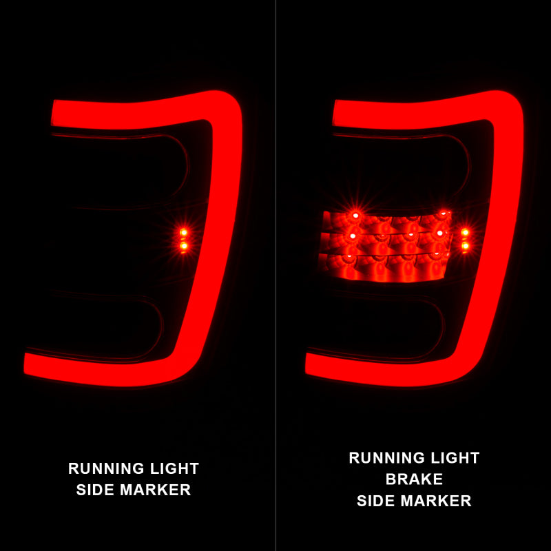 ANZO 1999-2004 Jeep Grand Cherokee LED Tail Lights w/ Light Bar Black Housing Smoke Lens