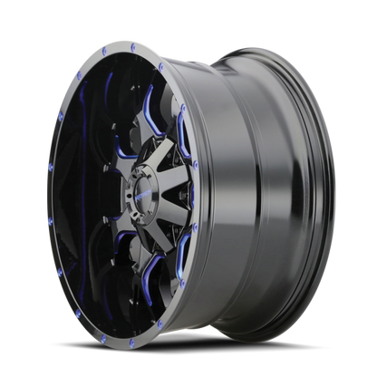 Mayhem 8015 Warrior 17x9 / 5x127 BP / -12mm Offset / 87mm Hub Black w/ Prism Blue Wheel