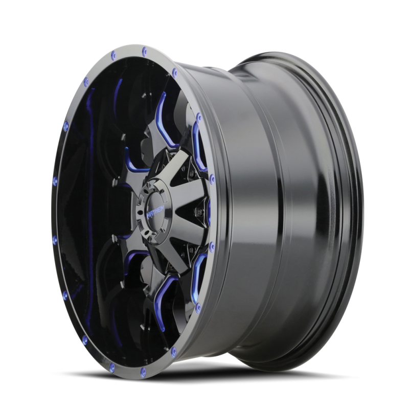 Mayhem 8015 Warrior 20x9 / 8x165.1 BP / 18mm Offset / 130.8mm Hub Black w/ Prism Blue Wheel