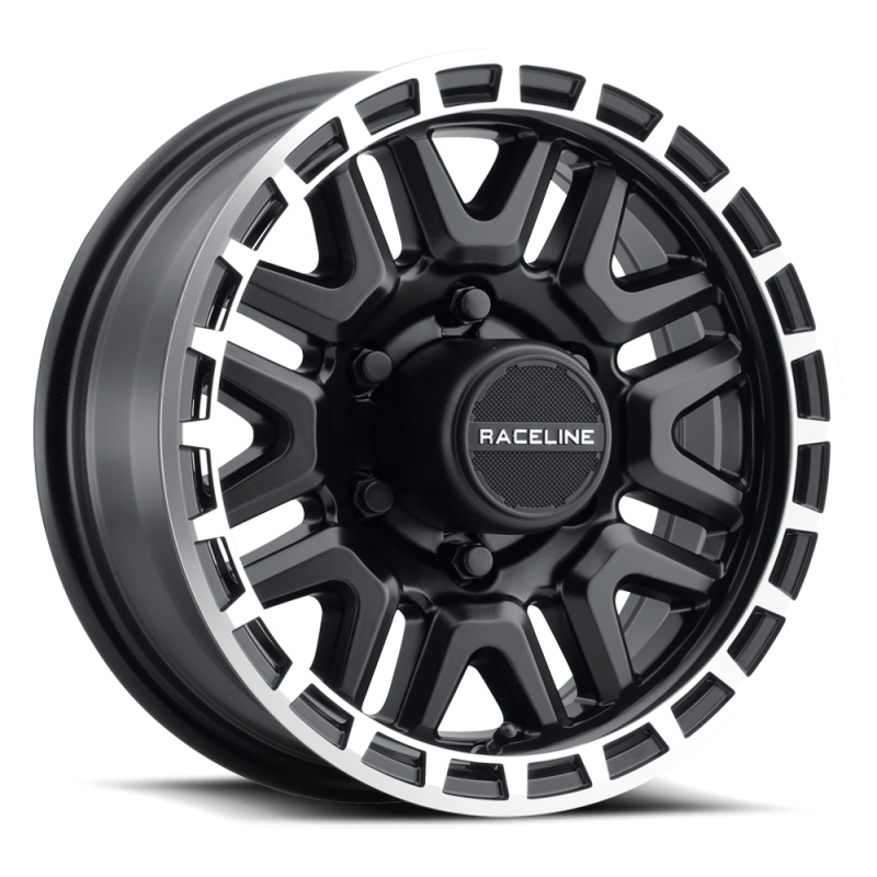 Raceline 953BM Krank 15x6in / 6x139.7 BP / 0mm Offset / 4.25mm Bore - Black & Machined Wheel