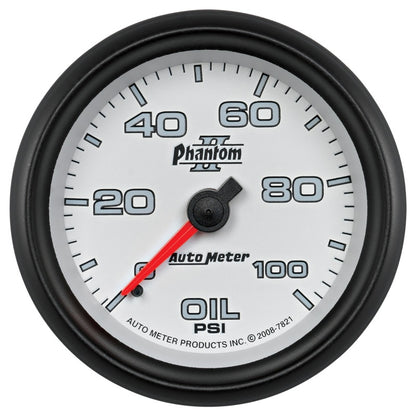 Autometer Phantom II 2-5/8in 100 PSI Mechanical Oil Pressure Gauge