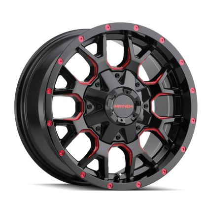 Mayhem 8015 Warrior 20x10 / 6x135 BP / -25mm Offset / 106mm Hub Black w/ Prism Red Wheel