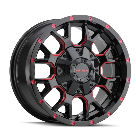 Mayhem 8015 Warrior 18x9 / 6x135 BP / 18mm Offset / 106mm Hub Black w/ Prism Red Wheel