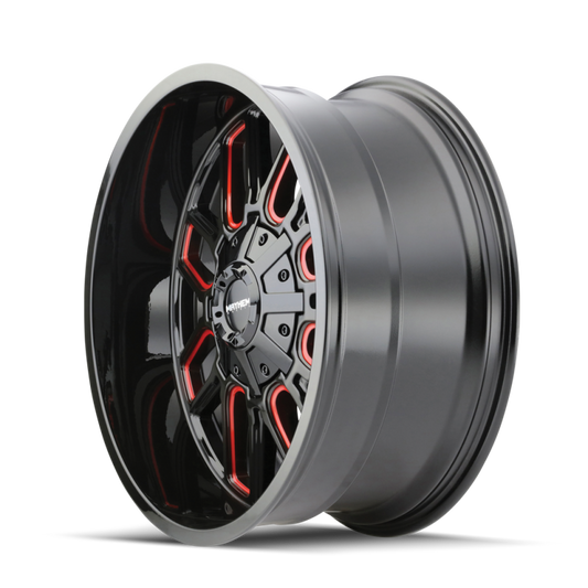 Mayhem 8107 Cogent 18x9 / 8x165.1 BP / 0mm Offset / 130.8mm Hub Black w/ Prism Red Wheel