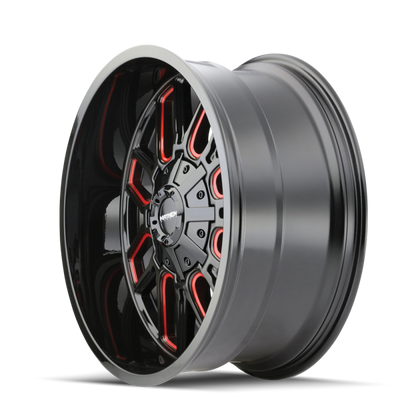 Mayhem 8107 Cogent 18x9 / 5x127 BP / 0mm Offset / 87.1mm Hub Black w/ Prism Red Wheel