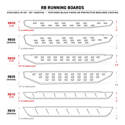 Go Rhino RB20 Slim Running Boards - Universal 73in. - Tex. Blk