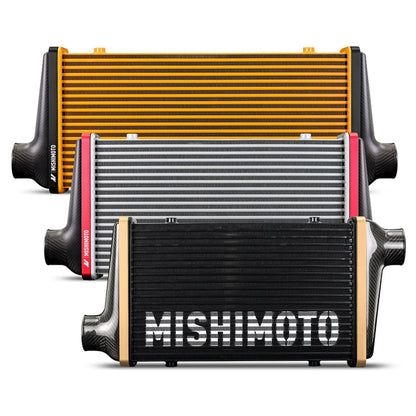 Mishimoto Universal Carbon Fiber Intercooler - Gloss Tanks - 450mm Black Core - C-Flow - BL V-Band