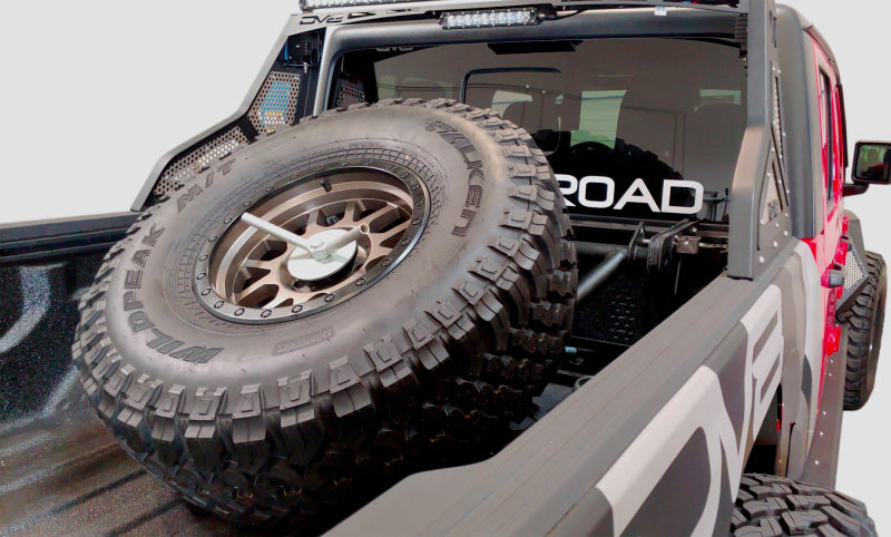 DV8 Offroad 2019+ Jeep Gladiator In-Bed Adjustable Tire Carrier